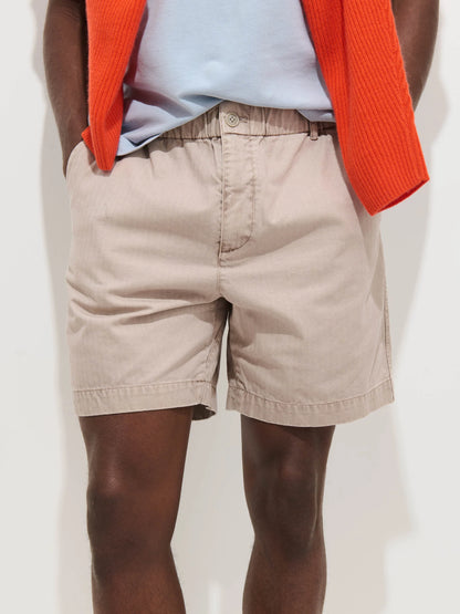 Pull On Short In Cotton Herringbone - Faded Grey