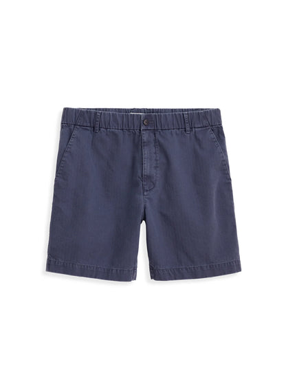 Pull On Short In Cotton Herringbone - Navy