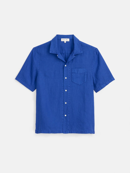Camp Shirt in Linen - Cobalt.