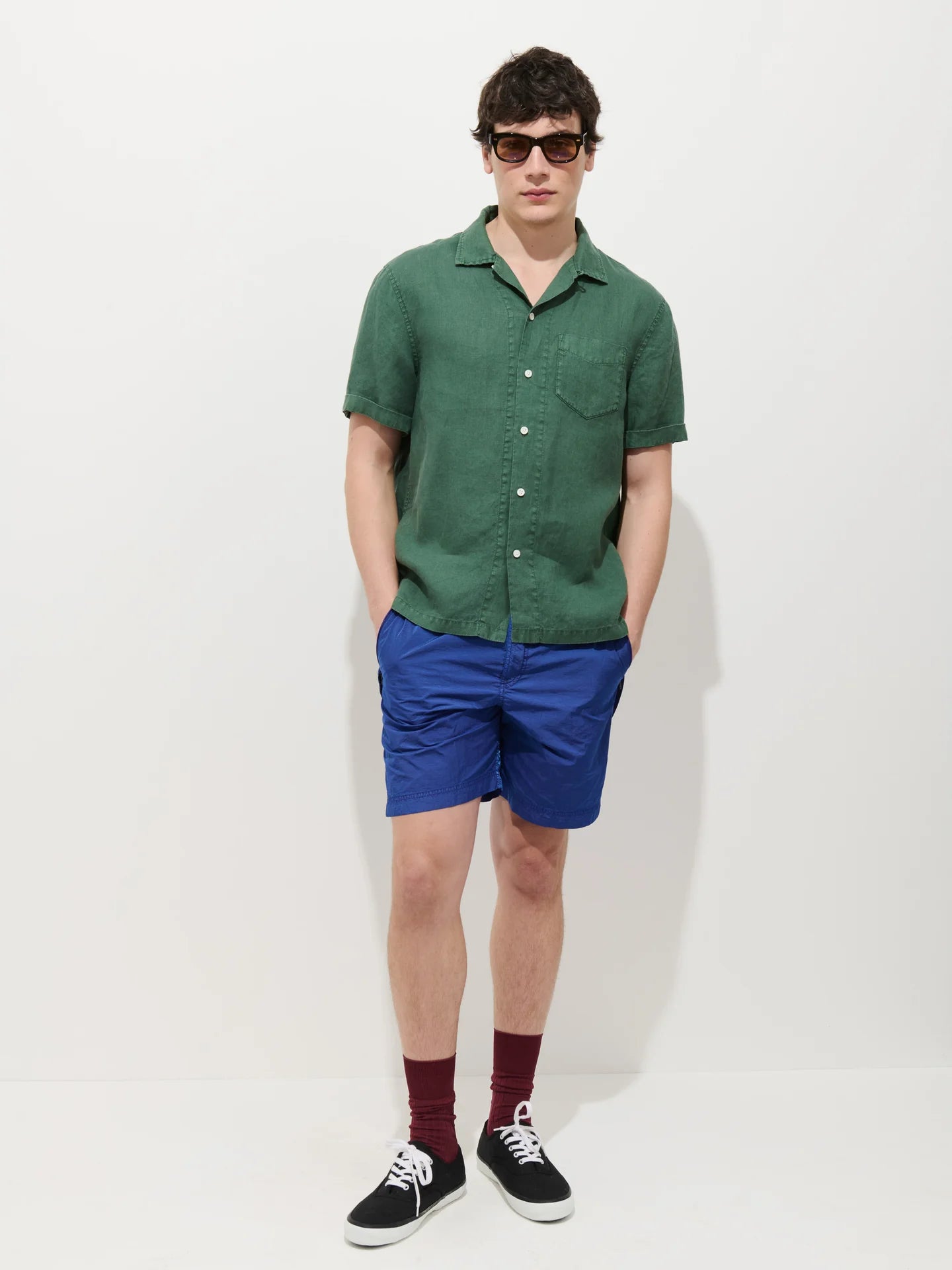 Camp Shirt in Linen - Tropical Green