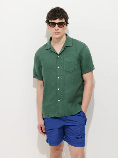 Camp Shirt in Linen - Tropical Green