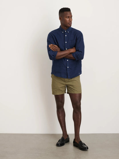 Mill Striped Shirt In Linen - Navy