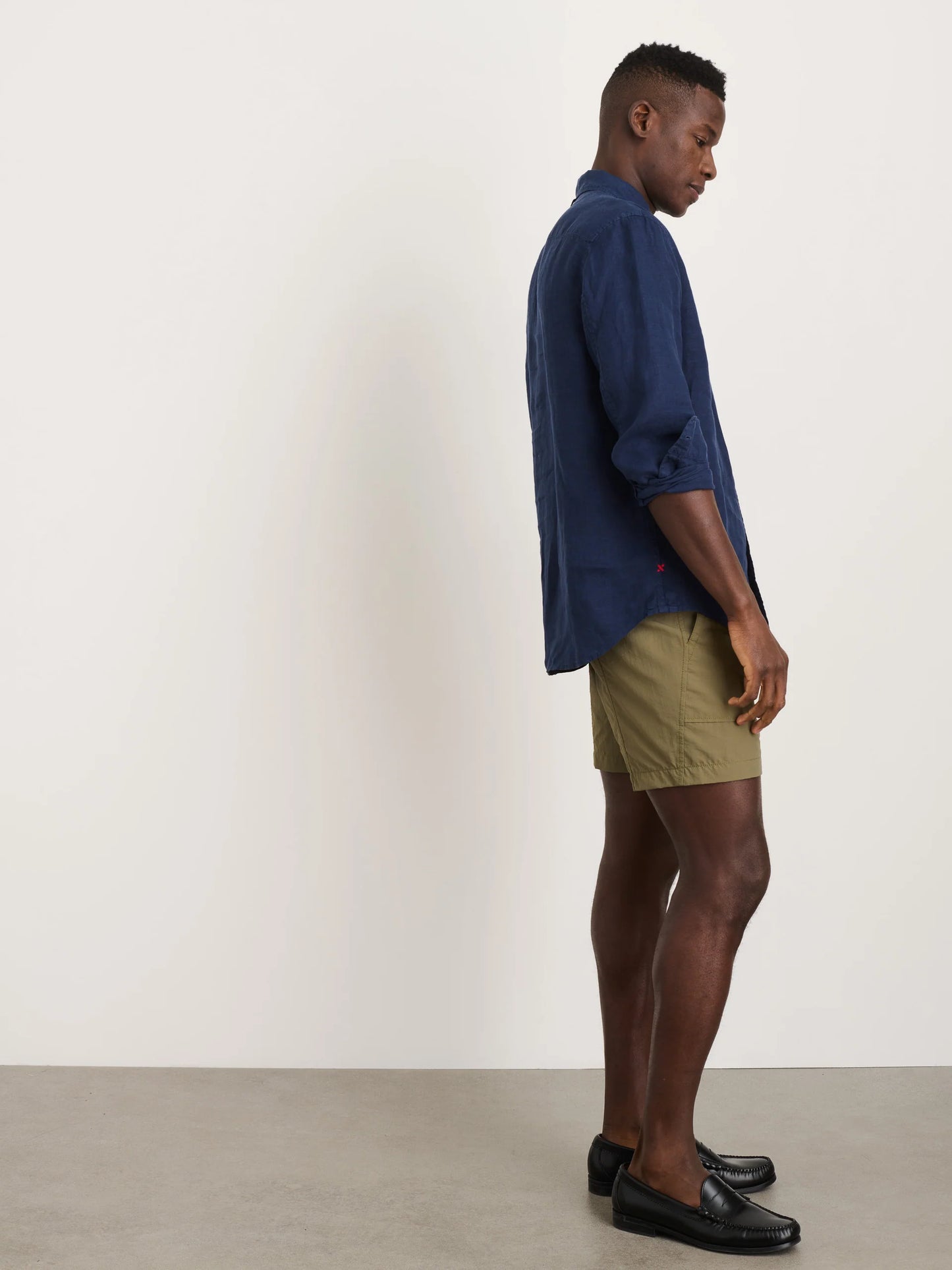 Mill Striped Shirt In Linen - Navy