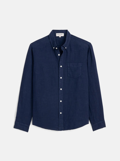 Mill Striped Shirt In Linen - Navy