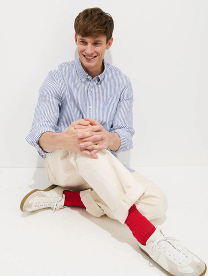 Mill Striped Shirt In Linen - Blue / White