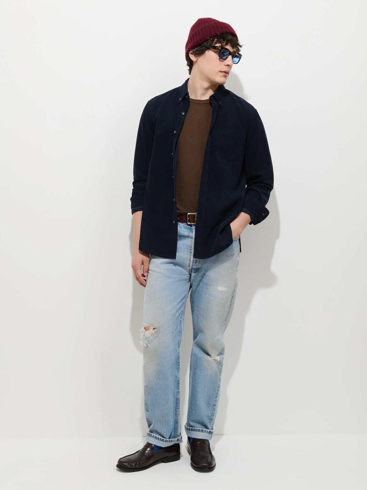 Mill Shirt in Fine Wale Corduroy - Navy