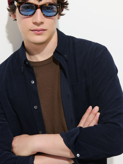 Mill Shirt in Fine Wale Corduroy - Navy