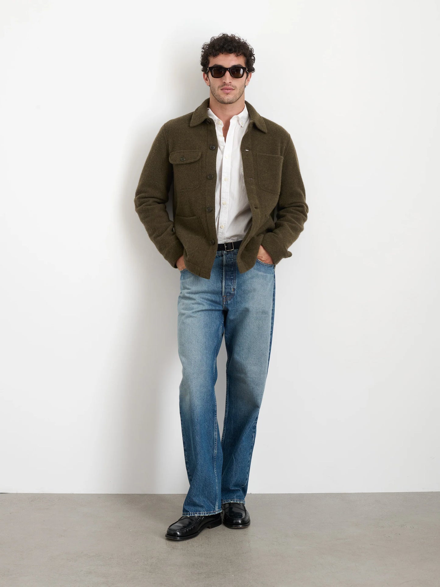 Work Jacket in Merino Wool Knit - Heather Olive