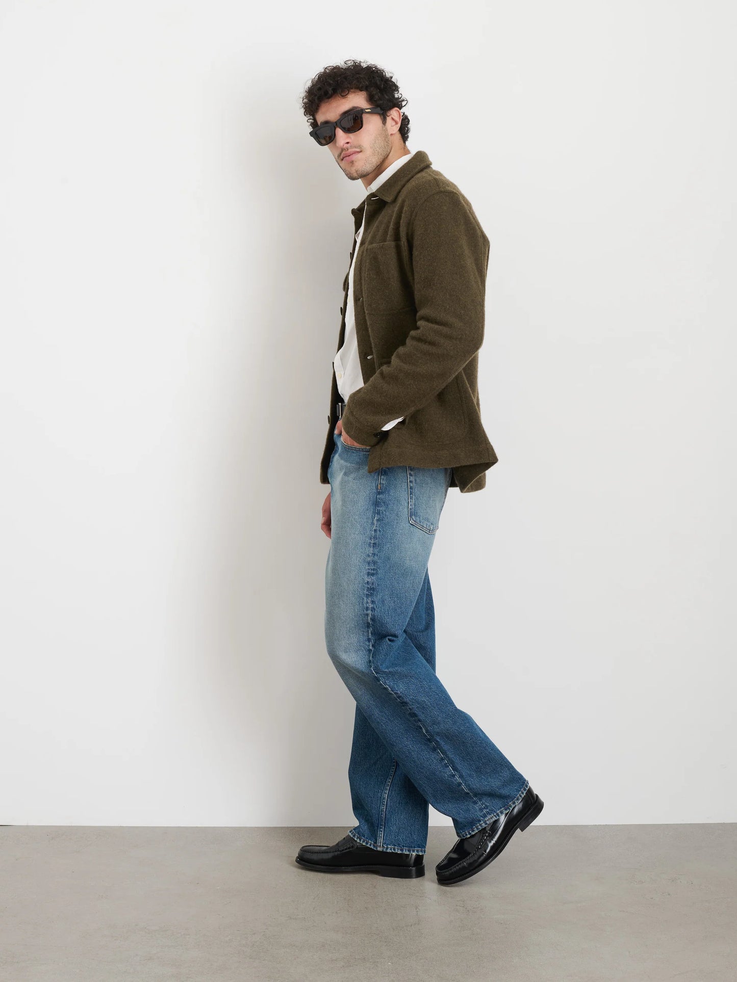 Work Jacket in Merino Wool Knit - Heather Olive