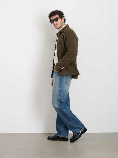 Work Jacket in Merino Wool Knit - Heather Olive