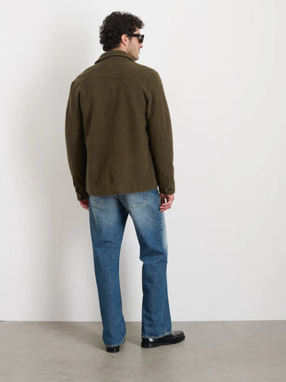 Work Jacket in Merino Wool Knit - Heather Olive