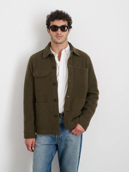 Work Jacket in Merino Wool Knit - Heather Olive