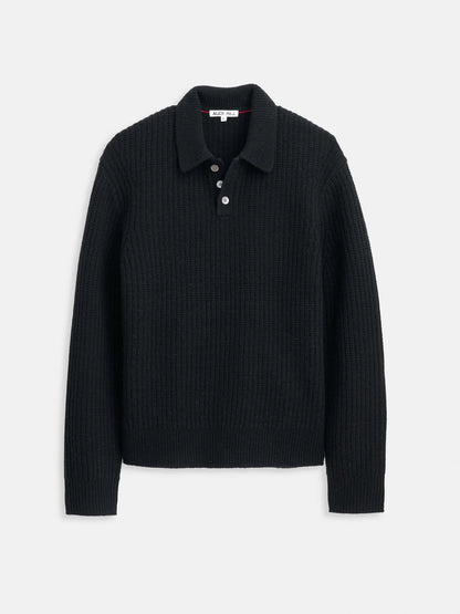 Carl Polo in Merino Wool - Black