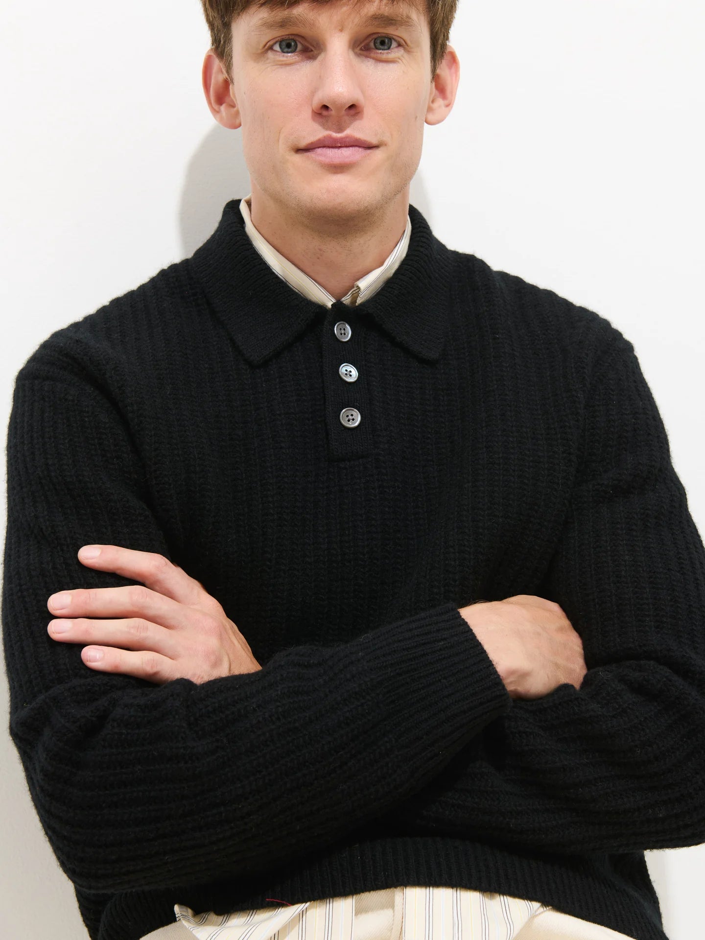 Carl Polo in Merino Wool - Black