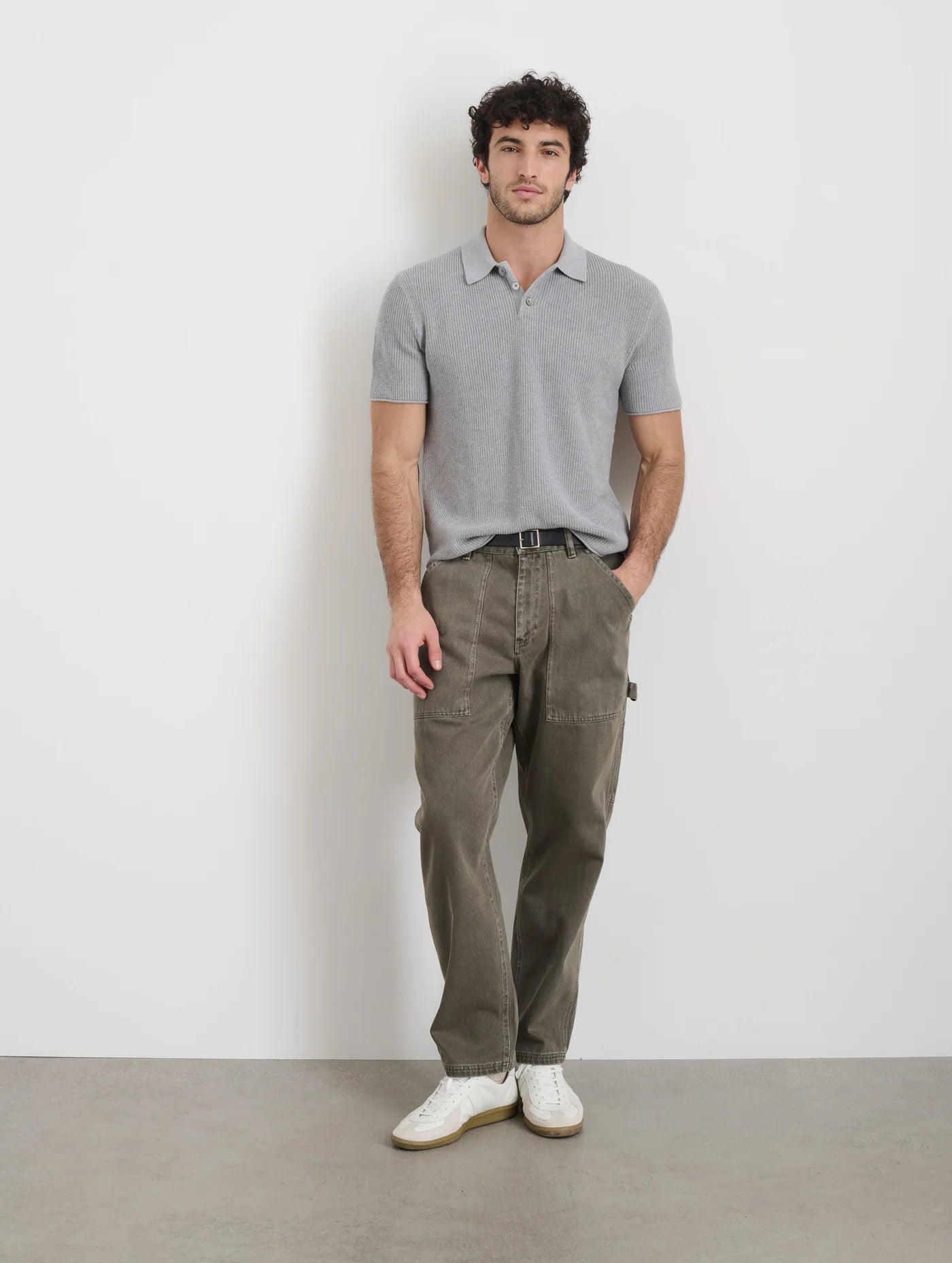 Eastwood Polo In Cotton Linen - Heather Grey