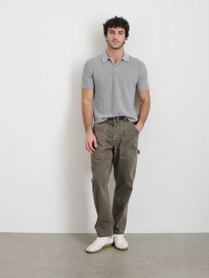 Eastwood Polo In Cotton Linen - Heather Grey