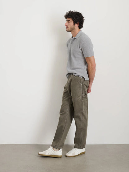 Eastwood Polo In Cotton Linen - Heather Grey