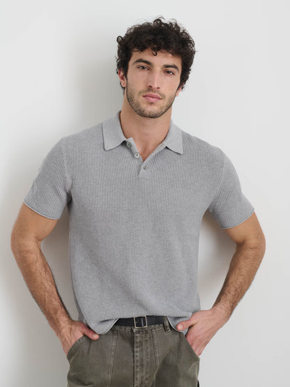 Eastwood Polo In Cotton Linen - Heather Grey