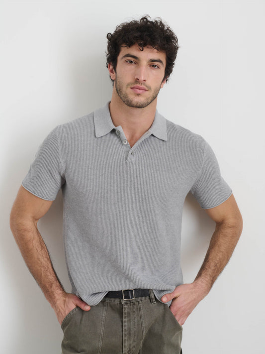 Eastwood Polo In Cotton Linen - Heather Grey