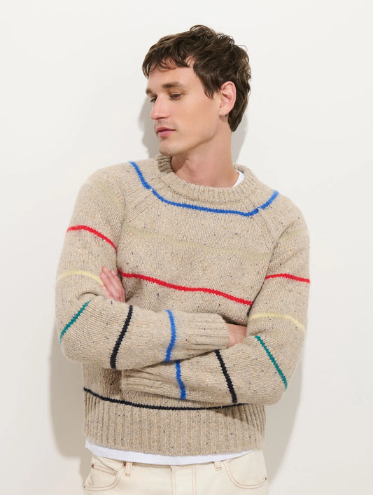 Freddie Raglan Striped Crewneck Sweater