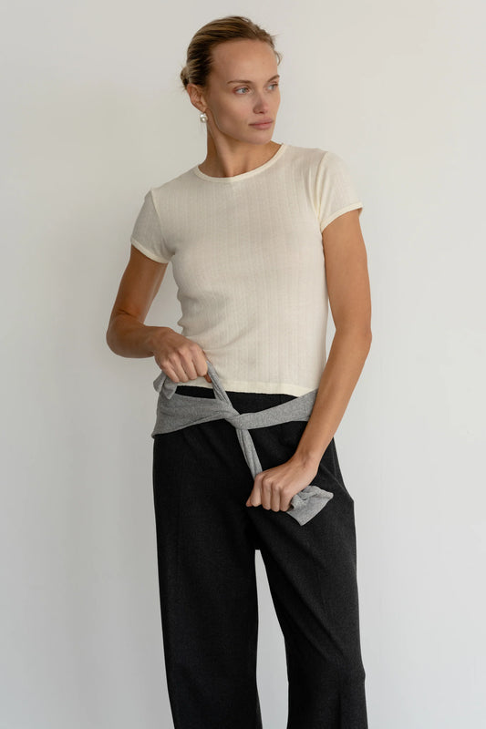 The Pointelle Baby Tee - Cream.