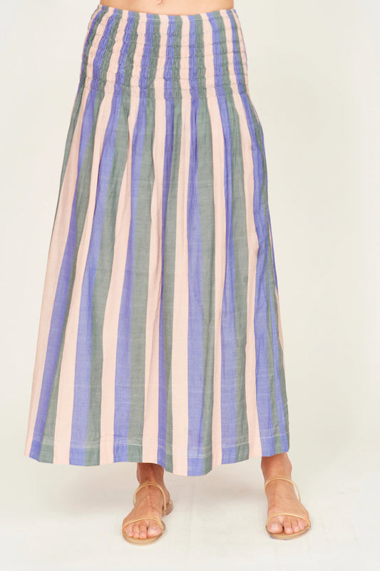 Savannah Smocked Skirt in Carnival Stripe