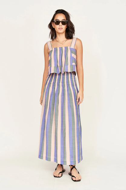 Savannah Smocked Skirt in Carnival Stripe