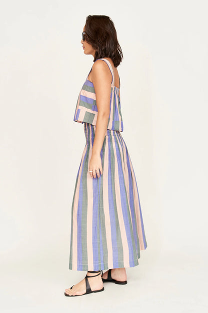 Savannah Smocked Skirt in Carnival Stripe