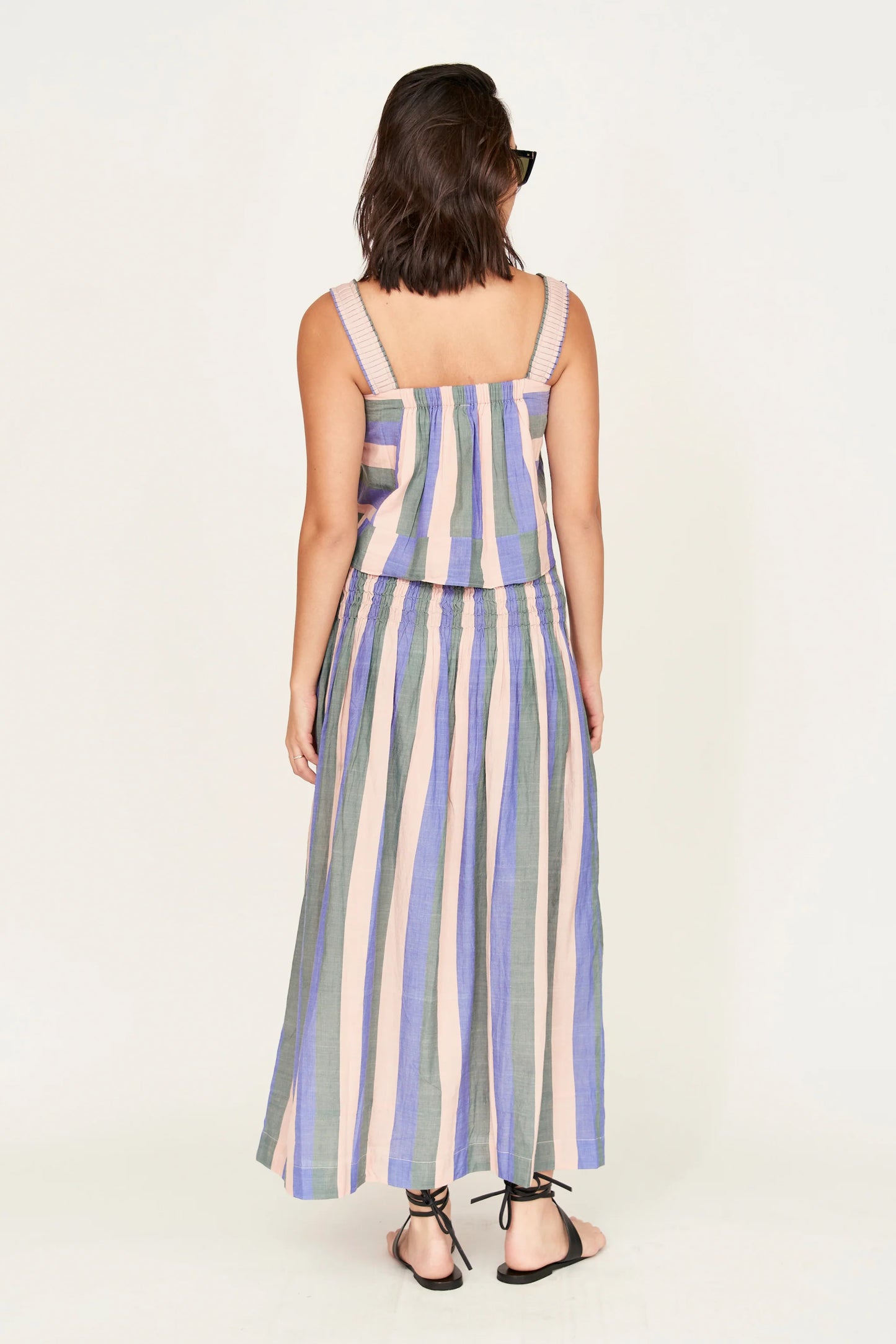 Savannah Smocked Skirt in Carnival Stripe