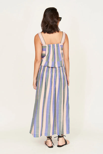 Savannah Smocked Skirt in Carnival Stripe