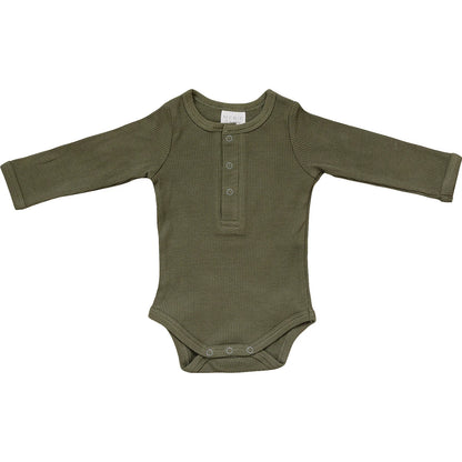 Long Sleeve Ribbed Bodysuit - Winter Green