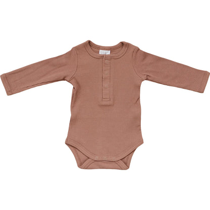 Long Sleeve Ribbed Bodysuit - Dusty Rose