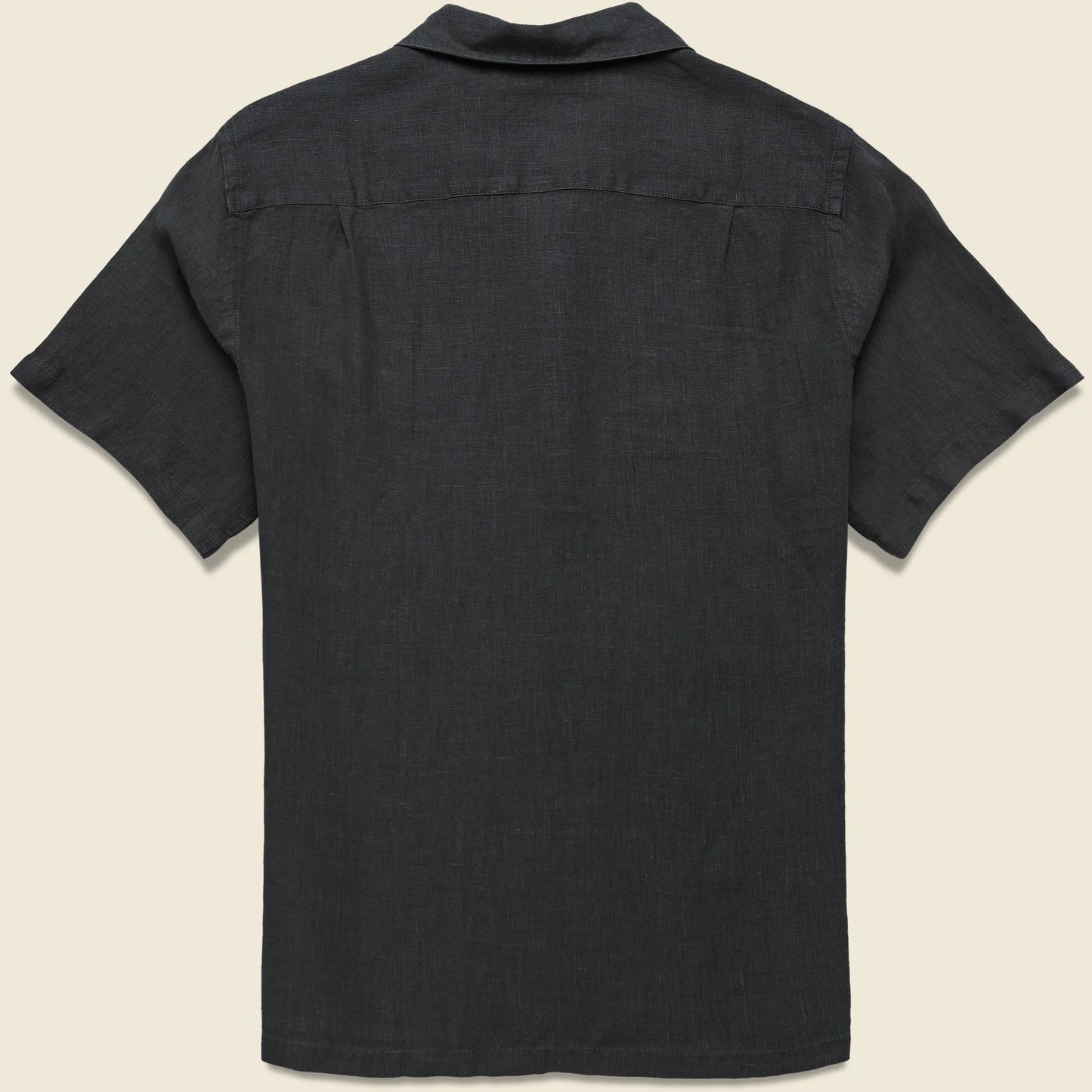 Linen Camp Collar Shirt in Black