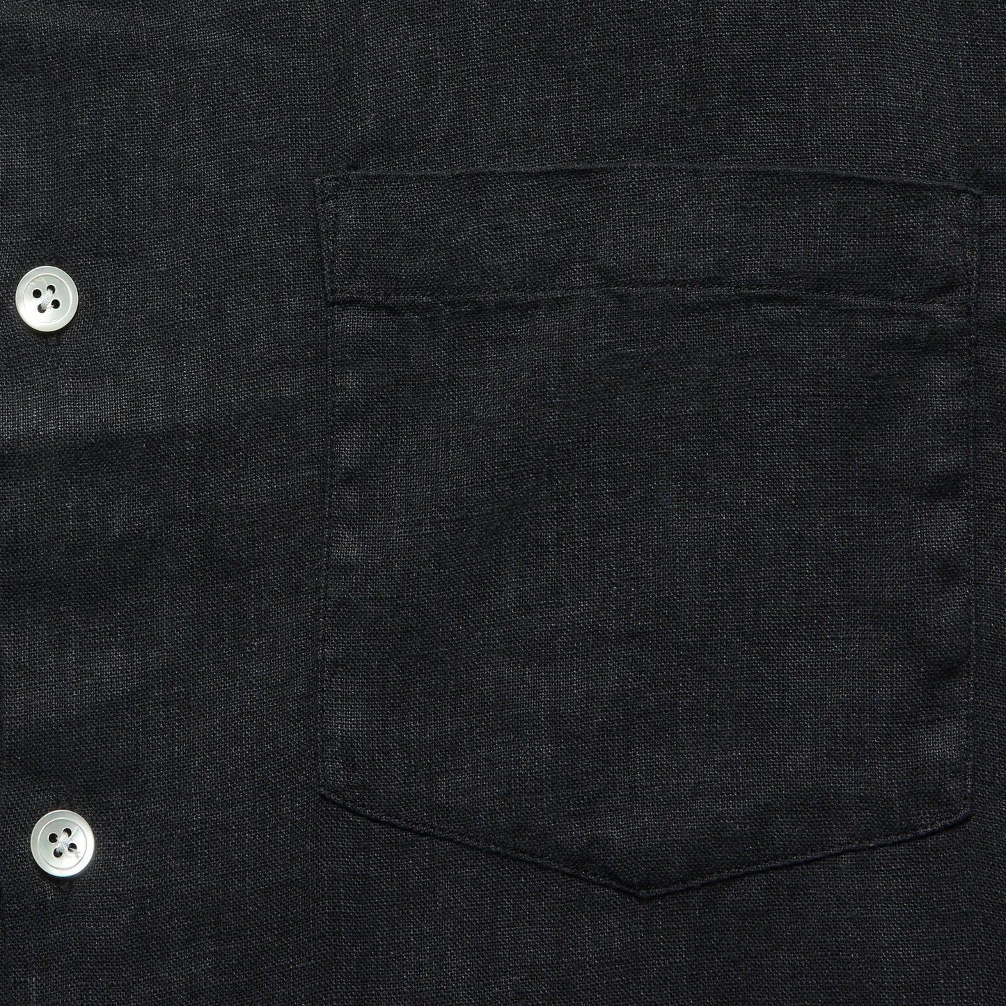 Linen Camp Collar Shirt in Black