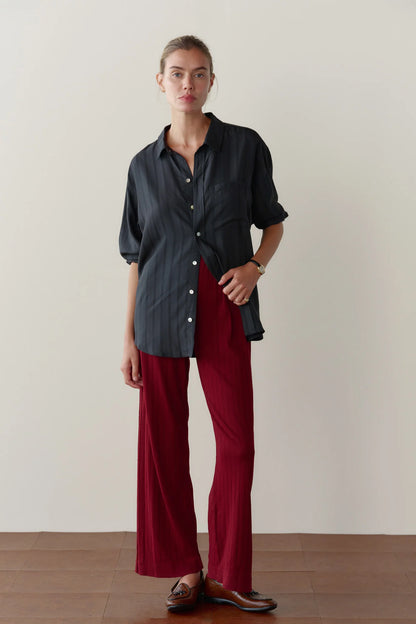 The Pointelle Simple Crop Pant - Oxblood