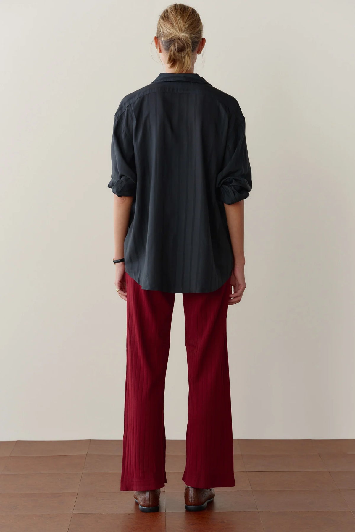 The Pointelle Simple Crop Pant - Oxblood