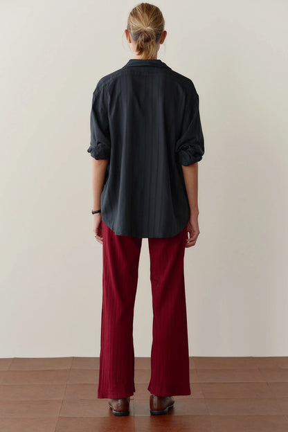 The Pointelle Simple Crop Pant - Oxblood