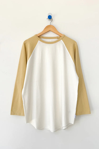 Heavy Cotton Raglan Tee - Butter/White Cotton.