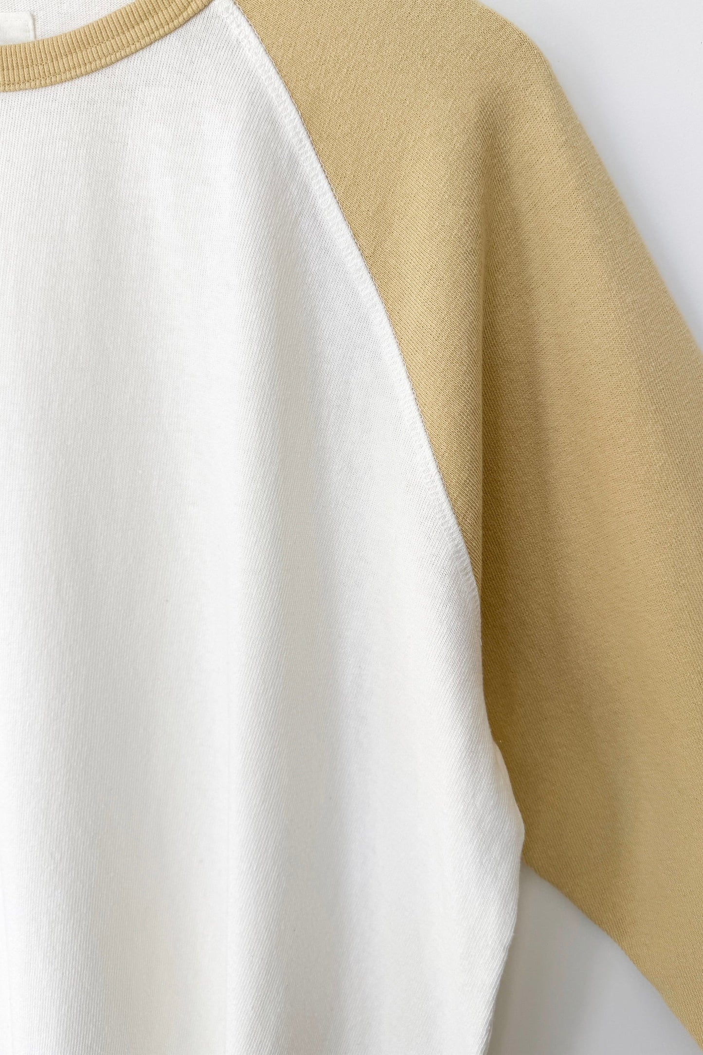 Heavy Cotton Raglan Tee - Butter/White Cotton.