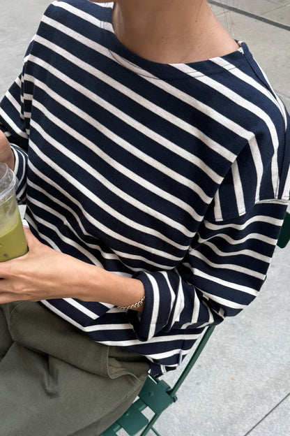 Sailor Top - White Stripe on Navy