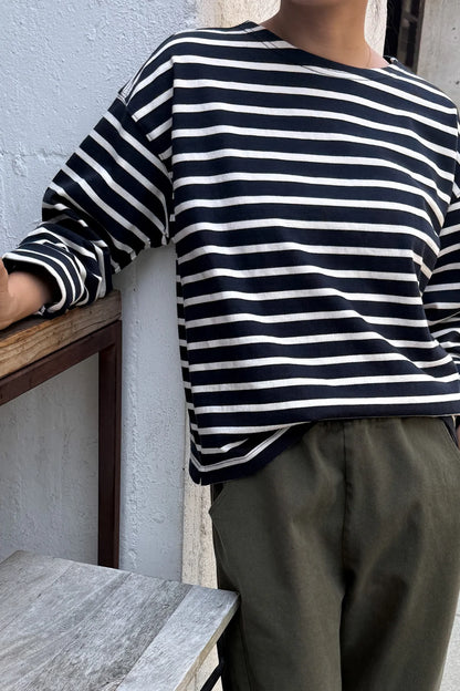 Sailor Top - White Stripe on Navy