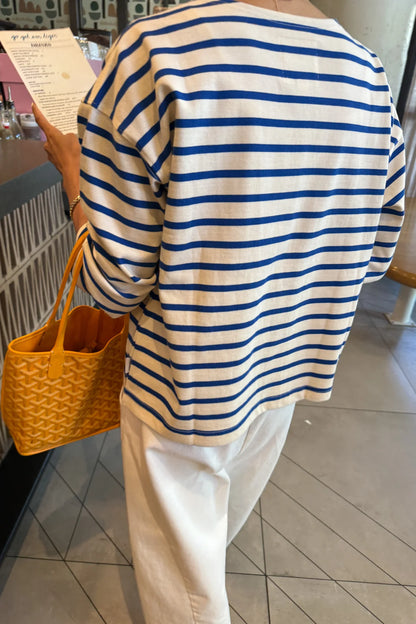 Sailor Top - Blue Stripe on Cream