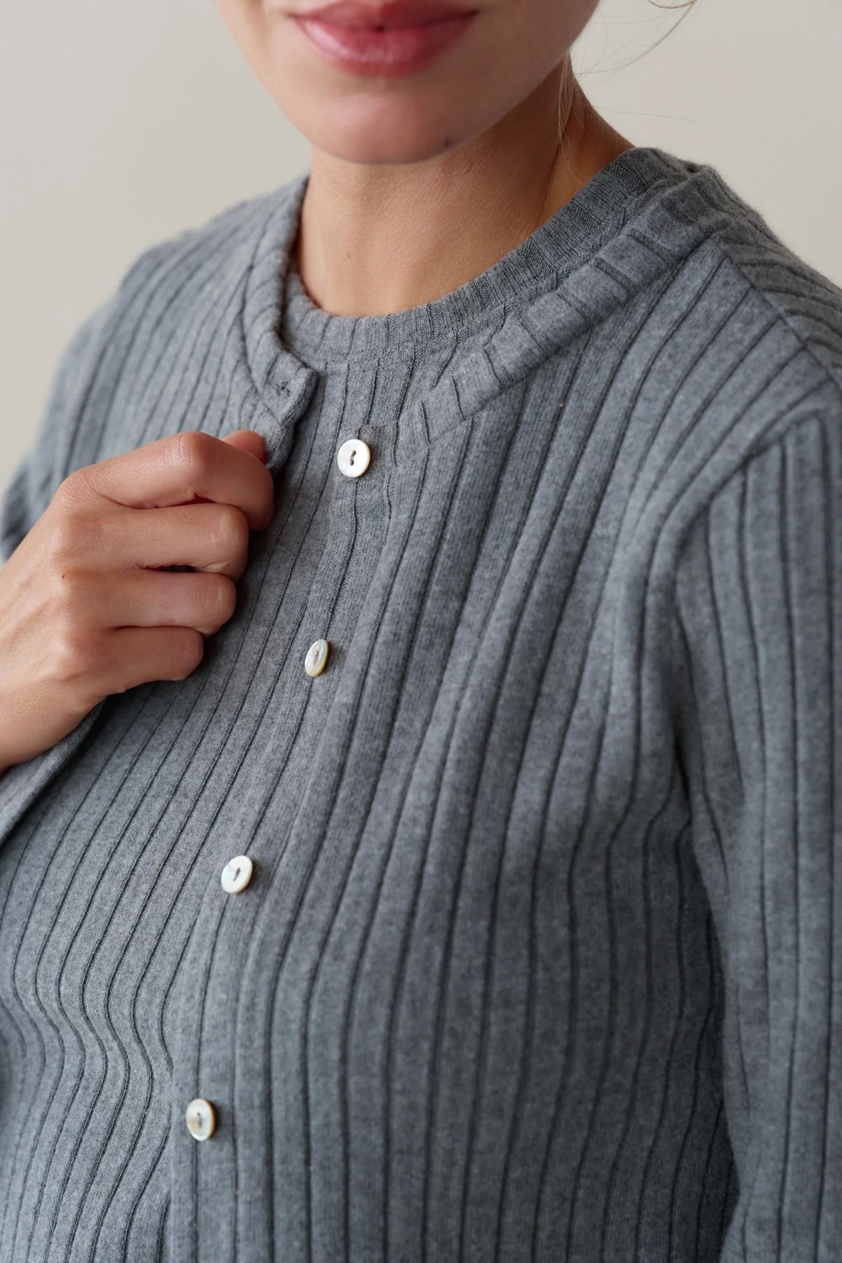 The Varied Rib Cardigan - Charcoal Grey