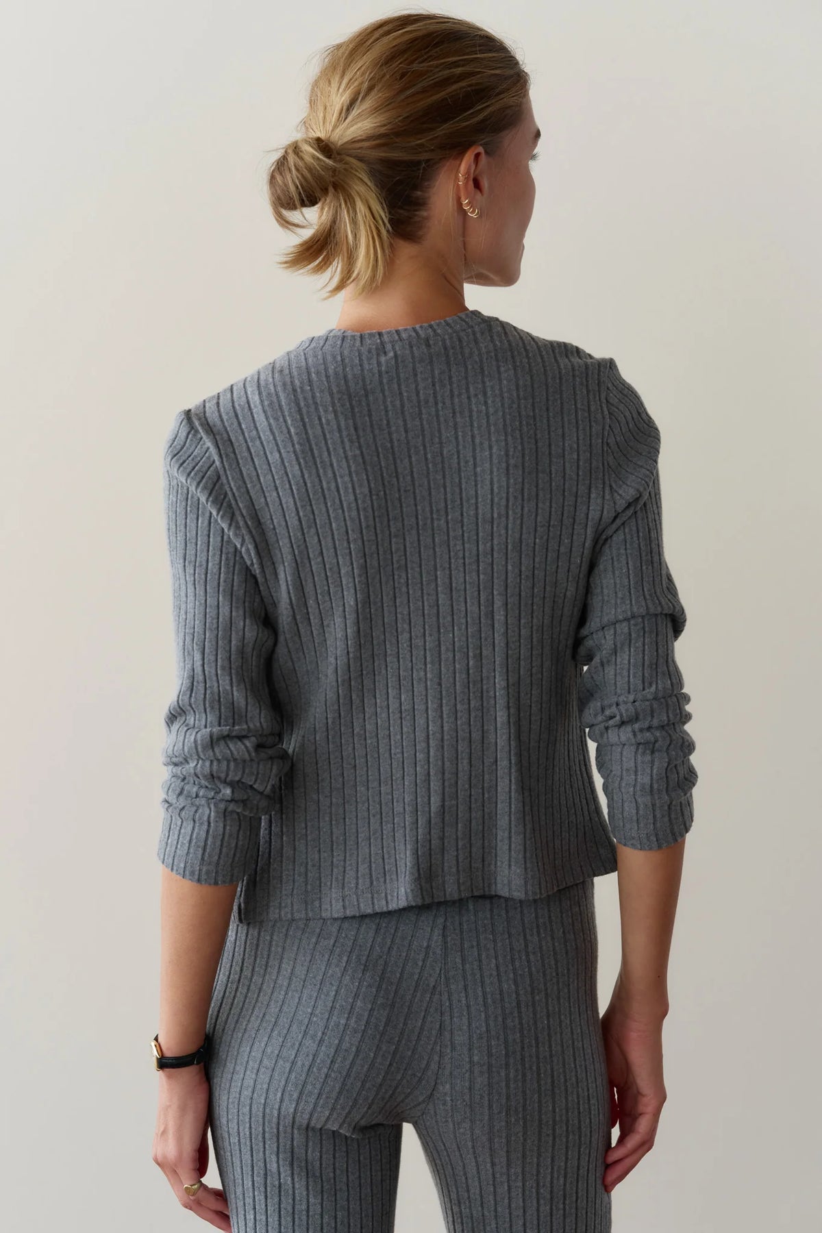 The Varied Rib Cardigan - Charcoal Grey