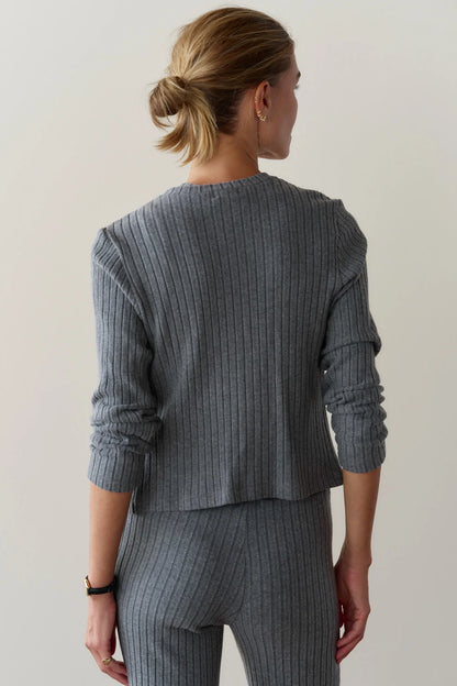 The Varied Rib Cardigan - Charcoal Grey