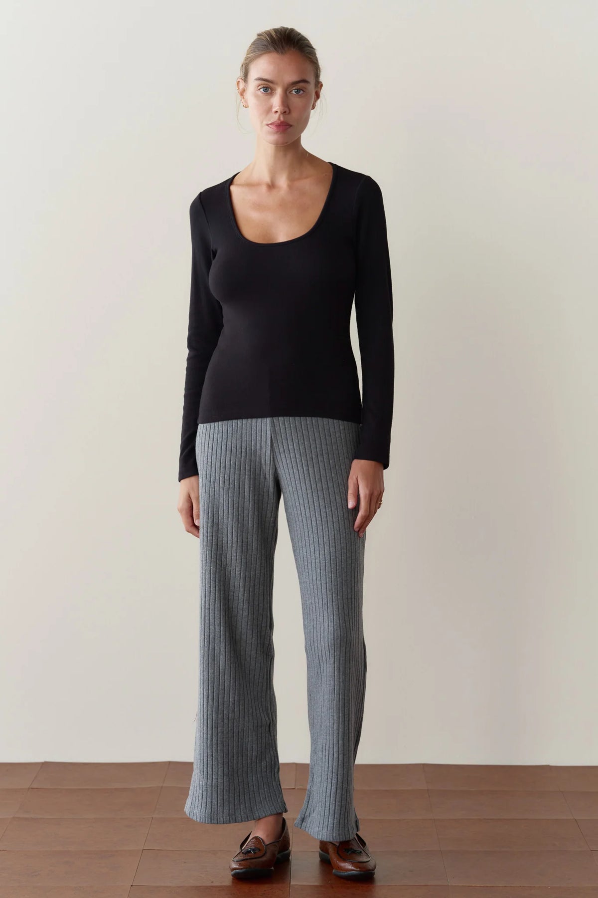 The Sweater Rib Simple Pant - Charcoal Grey