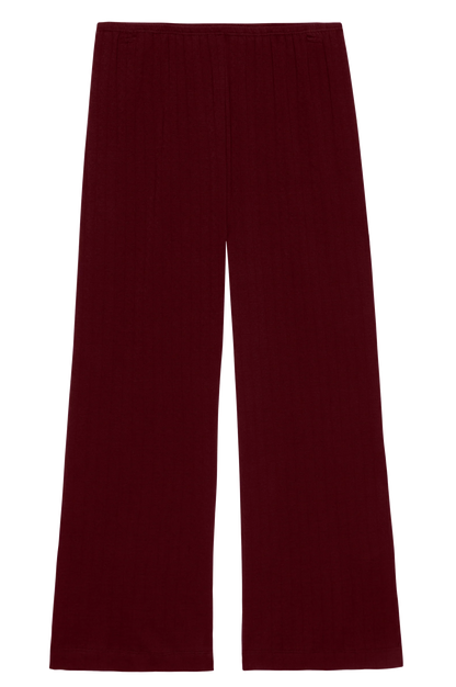 The Pointelle Simple Crop Pant - Oxblood