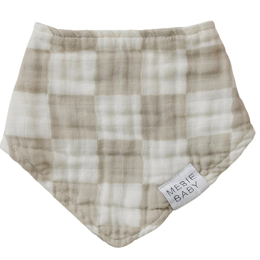 Cotton Muslin Bib - Taupe Checkered