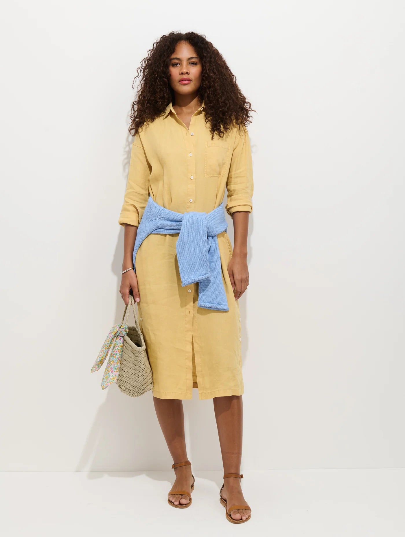 Kerry Dress In Linen -  Light Sienna