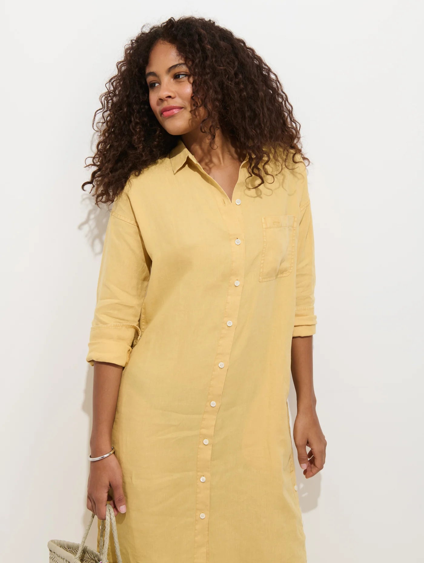 Kerry Dress In Linen -  Light Sienna